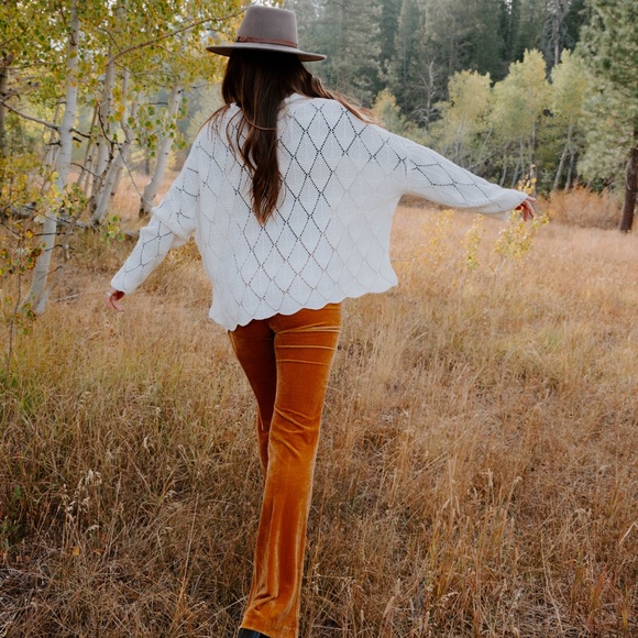 Vintage gold velvet bell bottoms - Picture 2 of 4